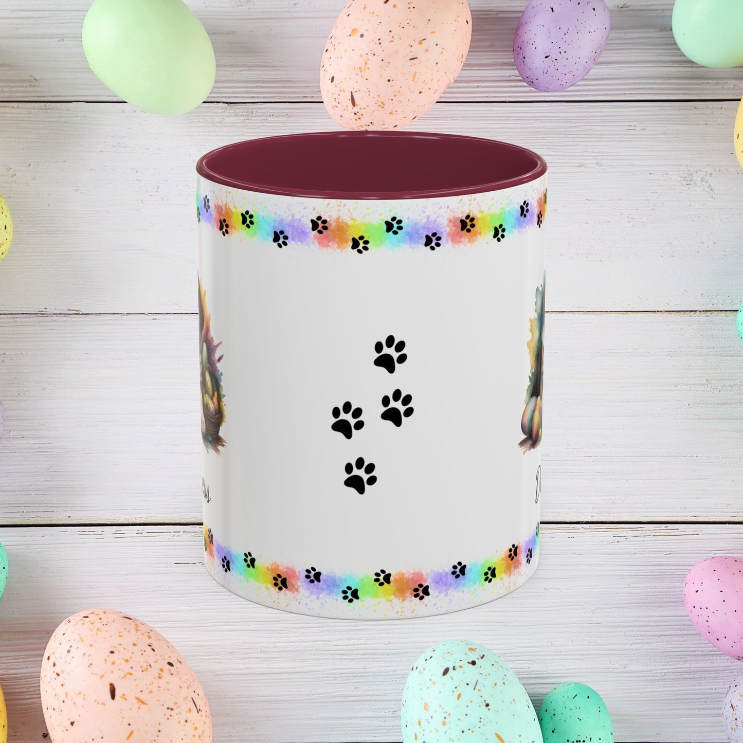 Saint Bernard: Personalized Easter Puppy Coffee Mug - Adorable Dog Design, Mental Health Gift, 11oz & 15oz, 12 Color Choices, Easter Gifts & Décor