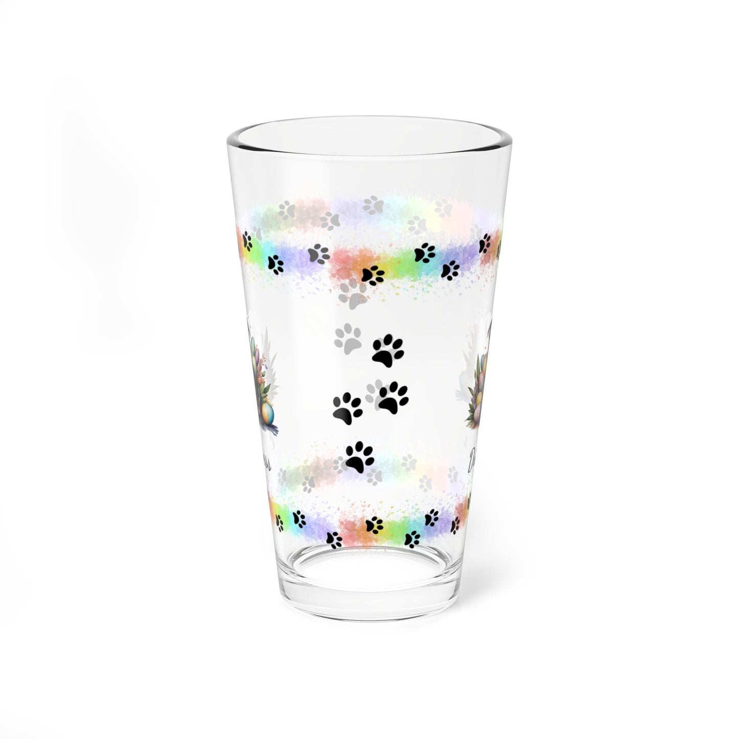 Pitbull (Black) Personalized Easter Puppy 16oz Pint Glass - Custom Dog Design, Mental Health Gift, Easter Décor, and Festive Celebrations