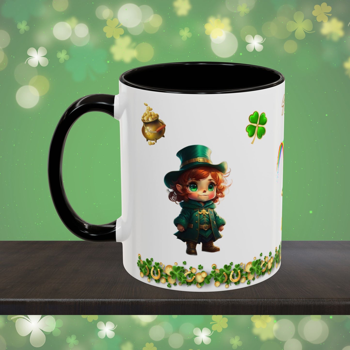 Mystical Leprechaun Magic: St. Patrick's Day Two-Tone Coffee Mug - Festive Ceramic Mug for Positivity & Mindfulness
