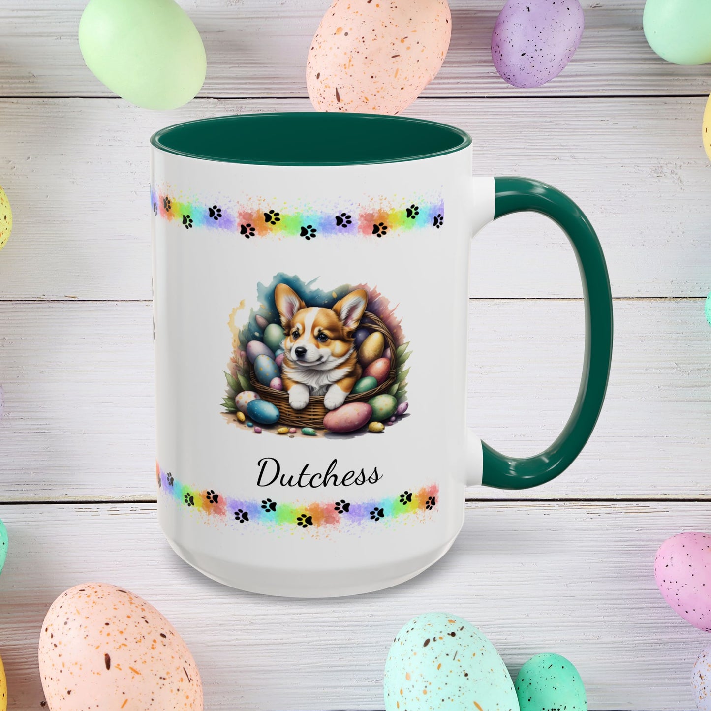 Corgi Easter puppy coffee mug, personalized cute dog gift for mental health support and cozy sipping