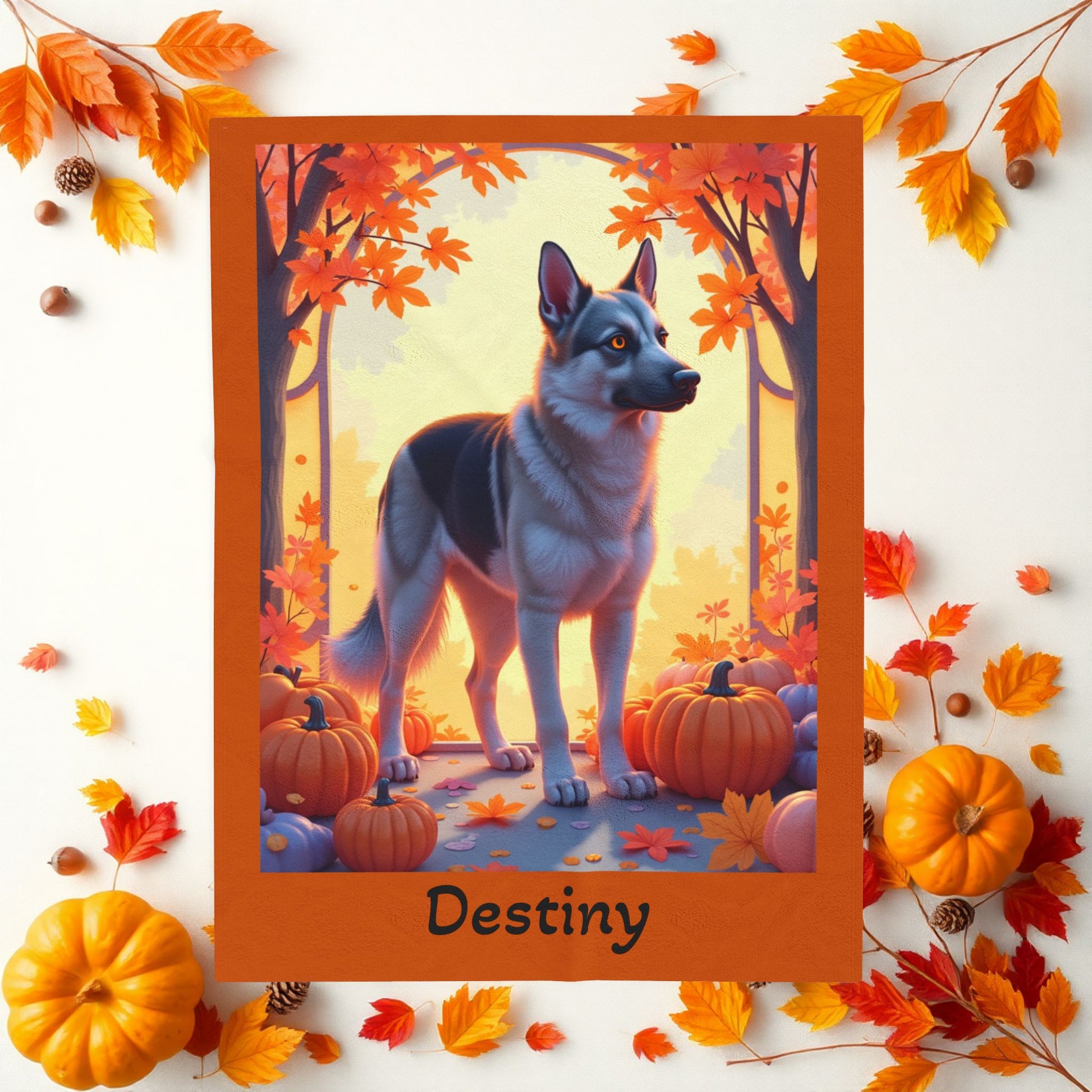 German Shepherd Black & Silver Coat Velveteen Blanket, Custom Plush Dog Throw, GSD Lover Gift