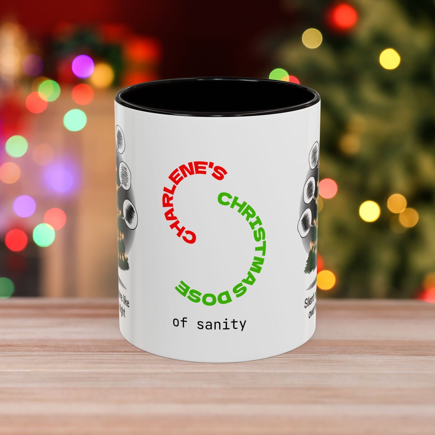 Silent Night? More Like Overthinking Night – Christmas Mug with Mental Health Design and Accent Color