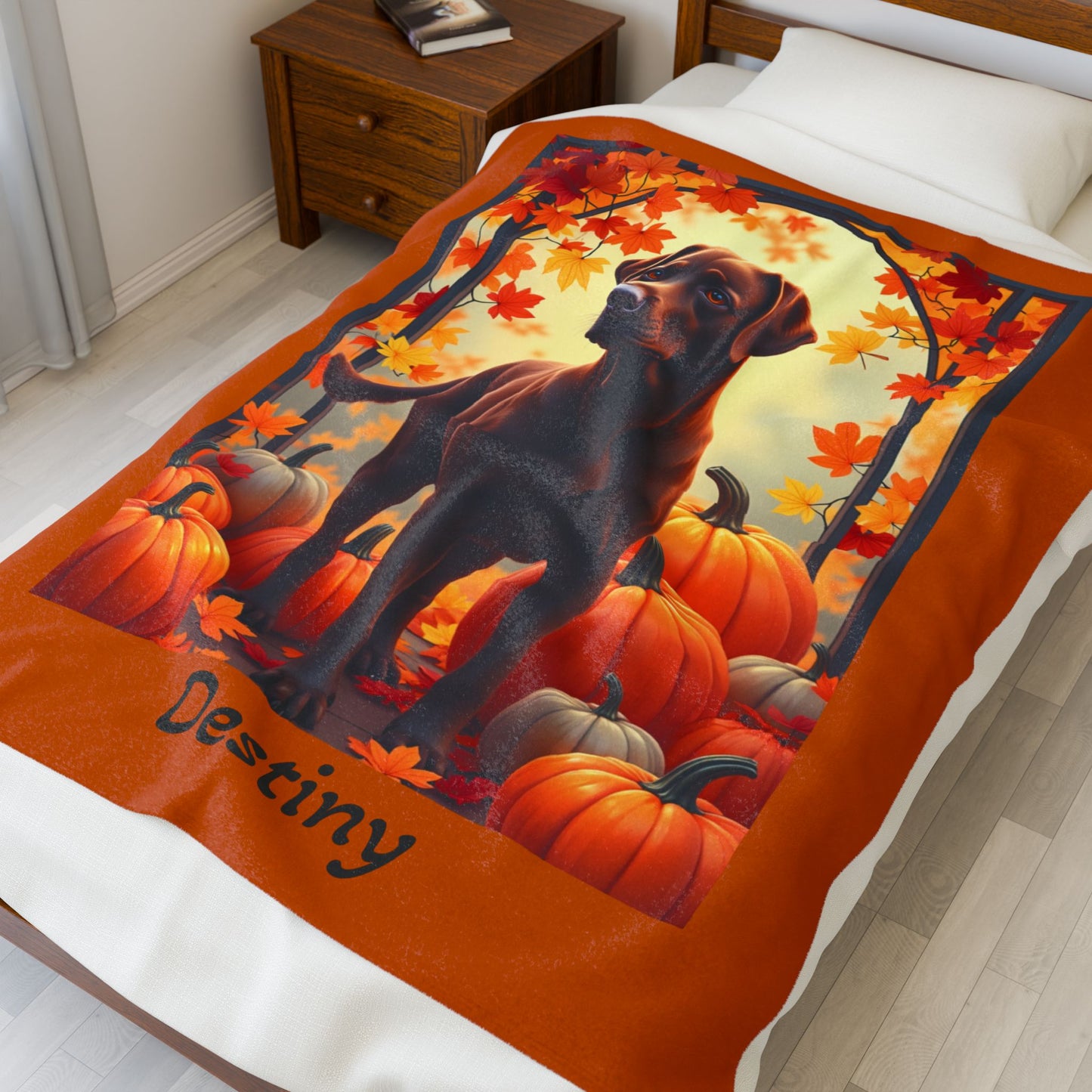 Labrador Retriever Chocolate Coat Velveteen Plush Blanket, Custom Plush Dog Throw for Labs