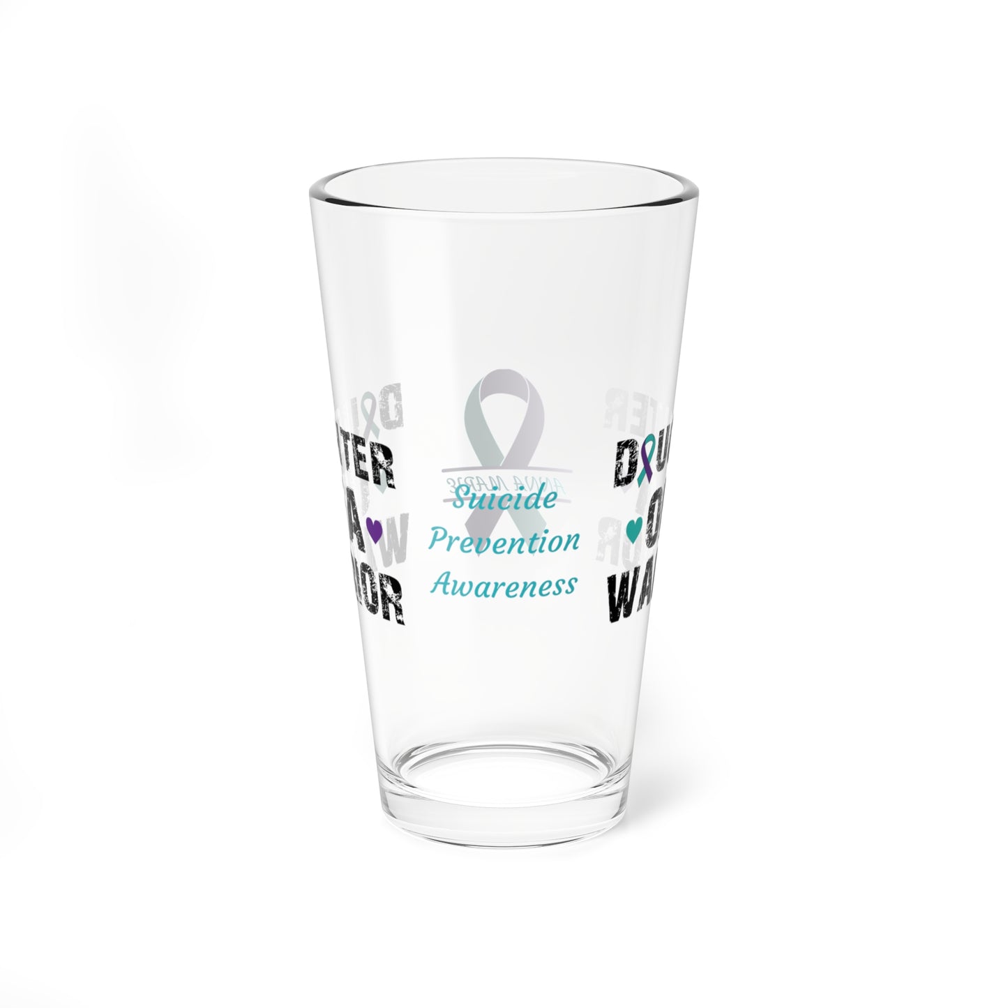 Daughter of a Warrior: Personalized Suicide Prevention Awareness Warrior Pint Glass - Proud Family Member