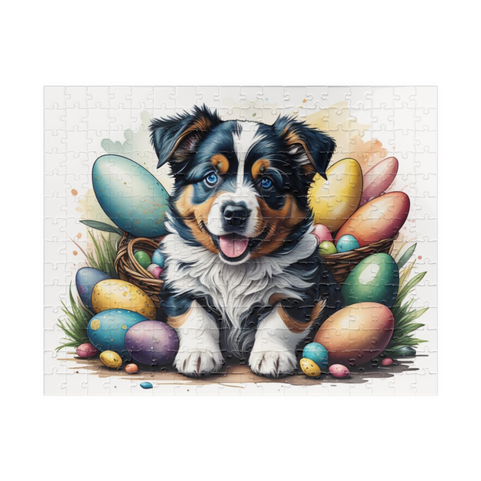 Australian Shepherd Easter Puppy Puzzle - Dog Lovers, Mental Health Benefits, Holiday Fun, Mindfulness, Stress Relief, Festive Gift