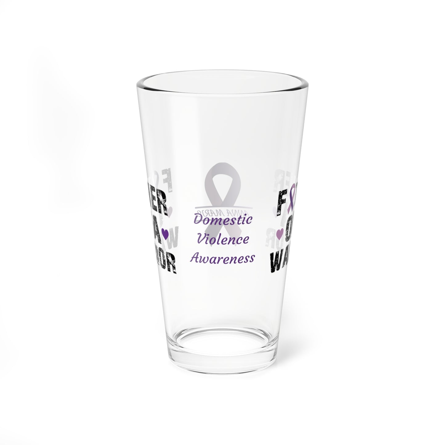 Custom DV Awareness Pint Glass - Father of a Warrior, Courage & Resilience