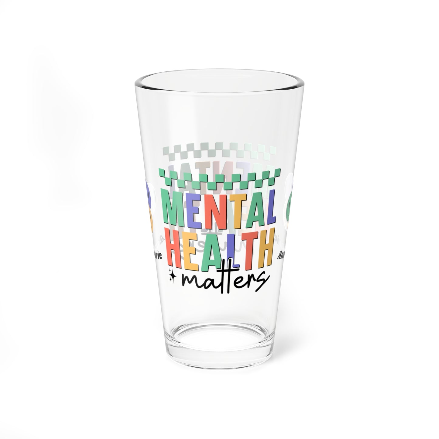 Mental Health Matters custom retro pint glass with mental health support design