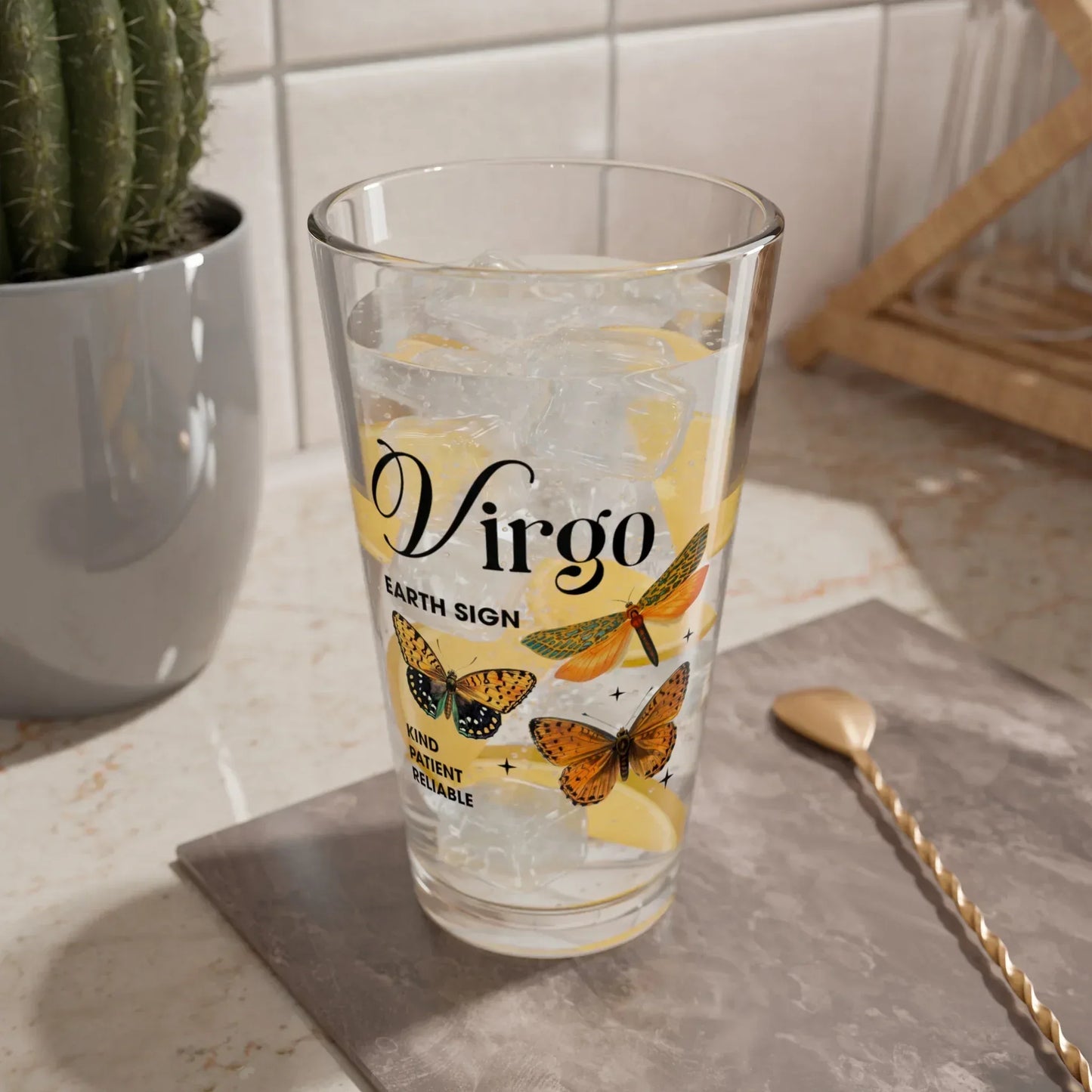 Shop our premium virgo zodiac pint glass 16oz from MySisterIsASurvivor.