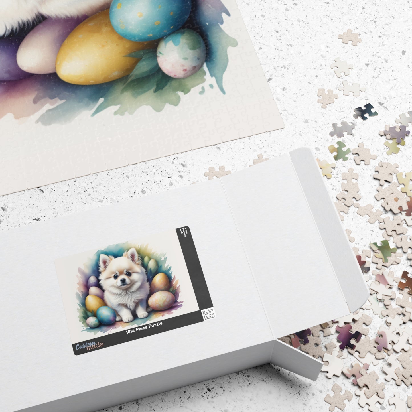 Pomeranian (White) Easter Puppy Puzzle - Dog Lovers, Mental Health Benefits, Holiday Fun, Mindfulness, Stress Relief, Festive Gift