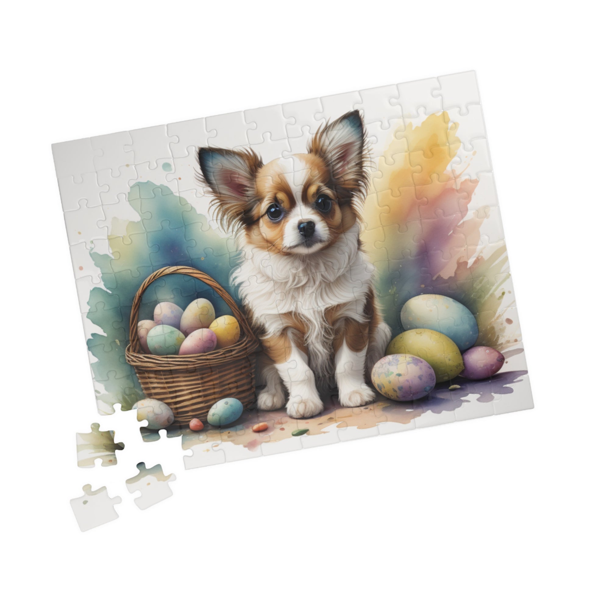 Papillon (White & Brown) Easter Puppy Puzzle - Dog Lovers, Mental Health Benefits, Holiday Fun, Mindfulness, Stress Relief, Festive Gift
