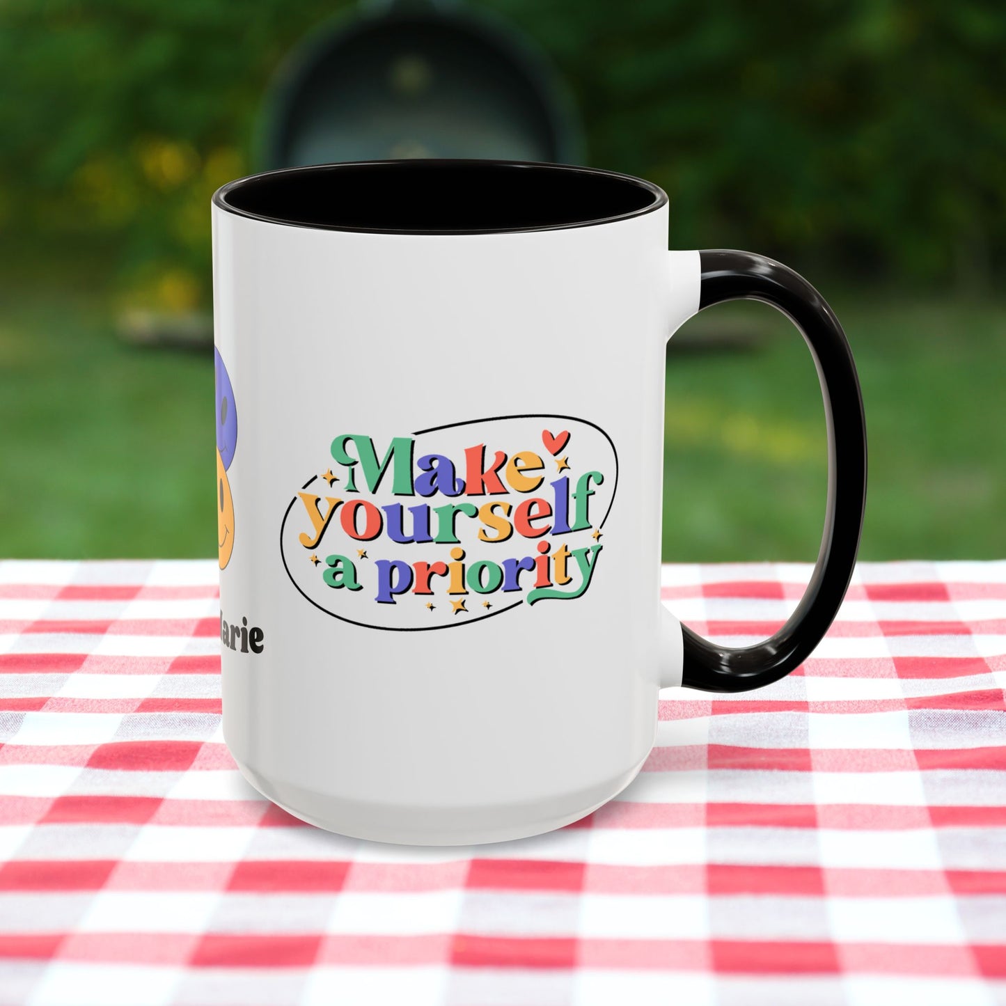 Make Yourself a Priority - Personalized Retro Self-Care Affirmation Mug for Mental Health Wellness