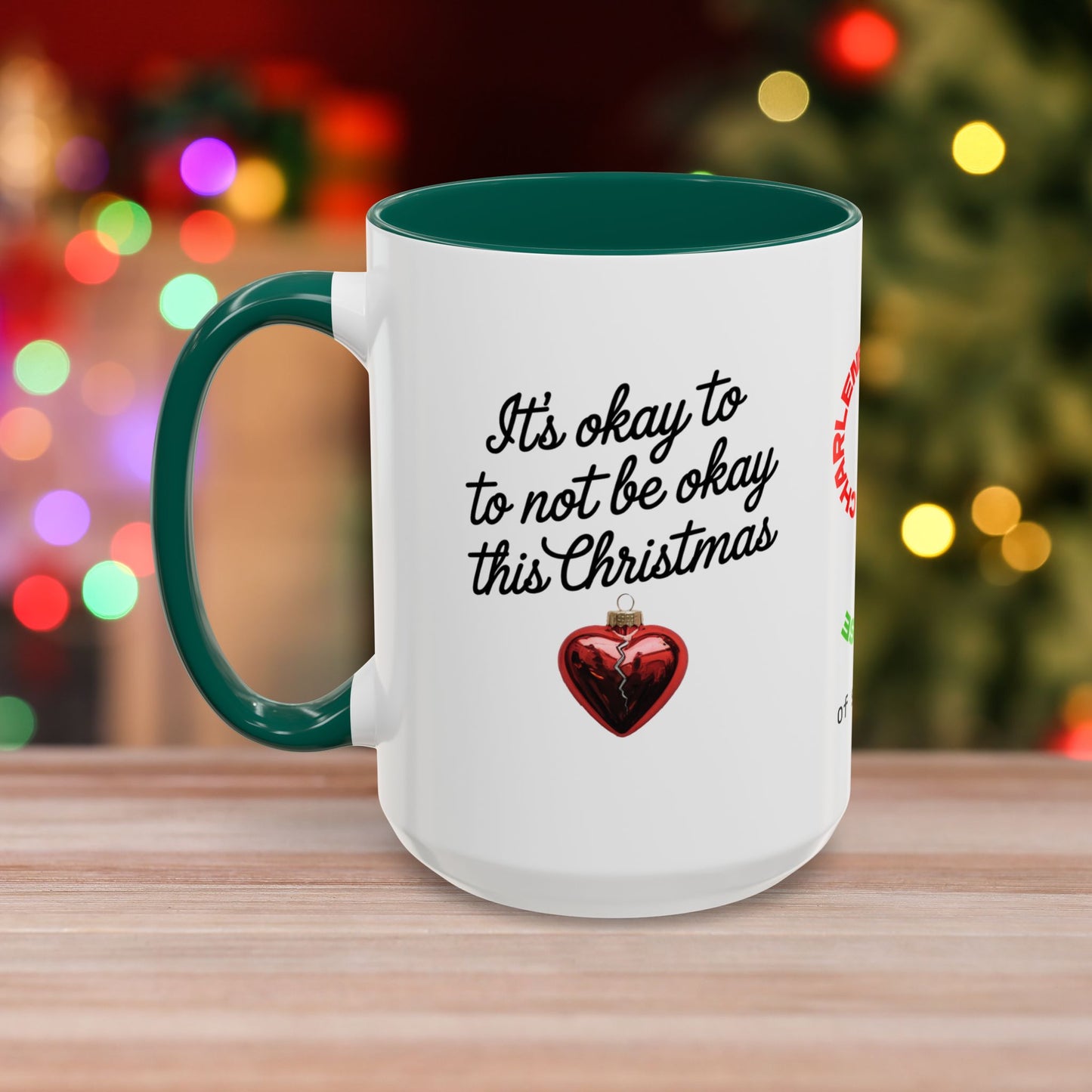 It's Okay to Not Be Okay This Christmas Mug - Personalized Holiday Coffee Cup, Mental Health Support Christmas Gift with Accent Color