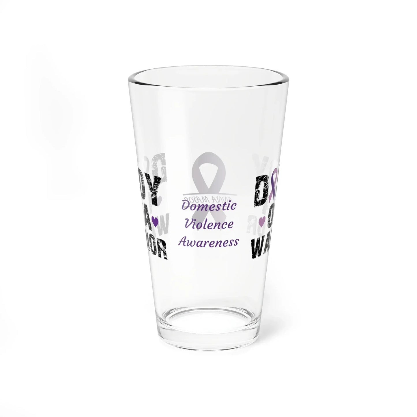 Shop our premium daddy of a warrior domestic violence awareness pint glass 16oz from MySisterIsASurvivor.