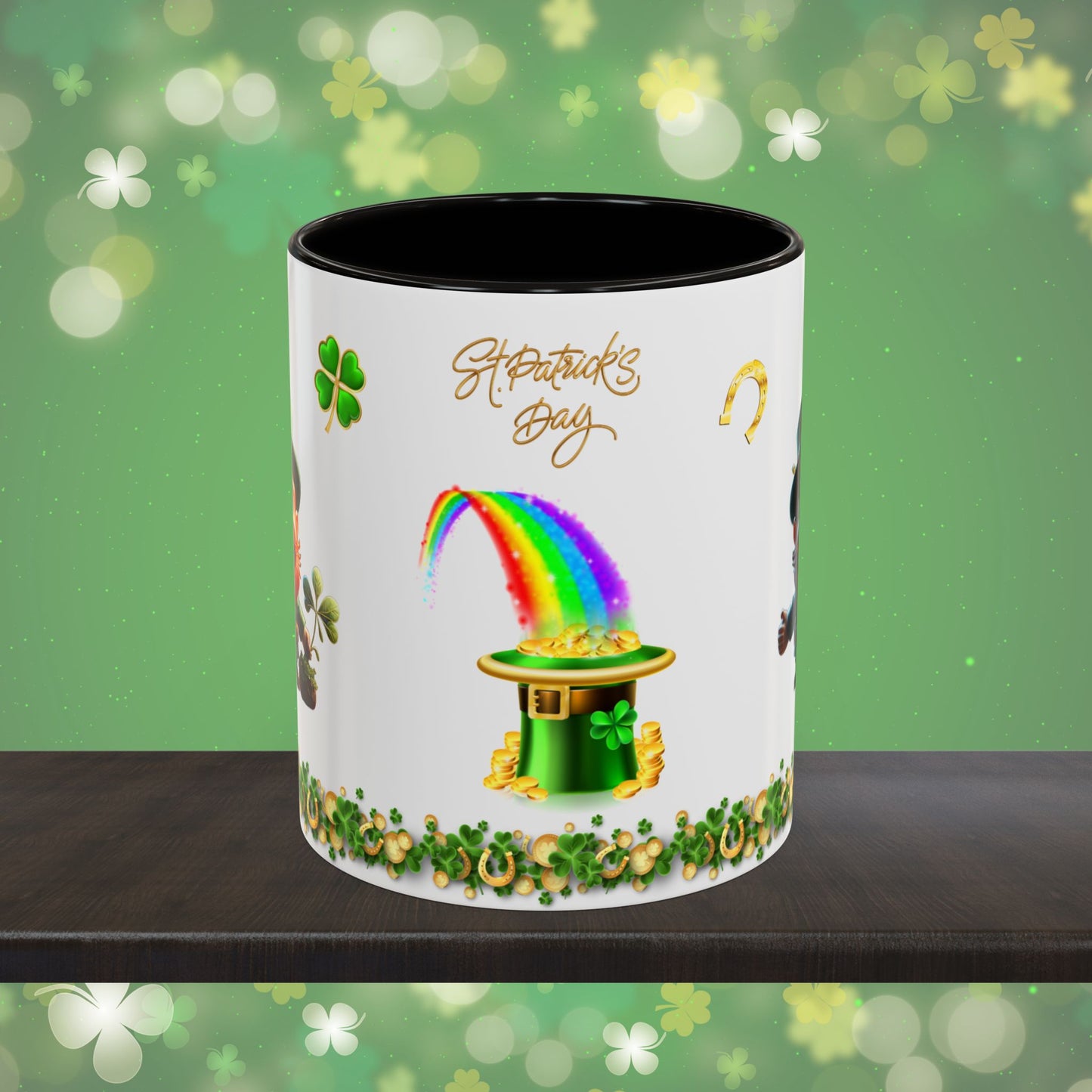 Leprechaun Glee: St. Patrick's Day Two-Tone Coffee Mug - Festive Ceramic Mug for Positivity & Mindfulness