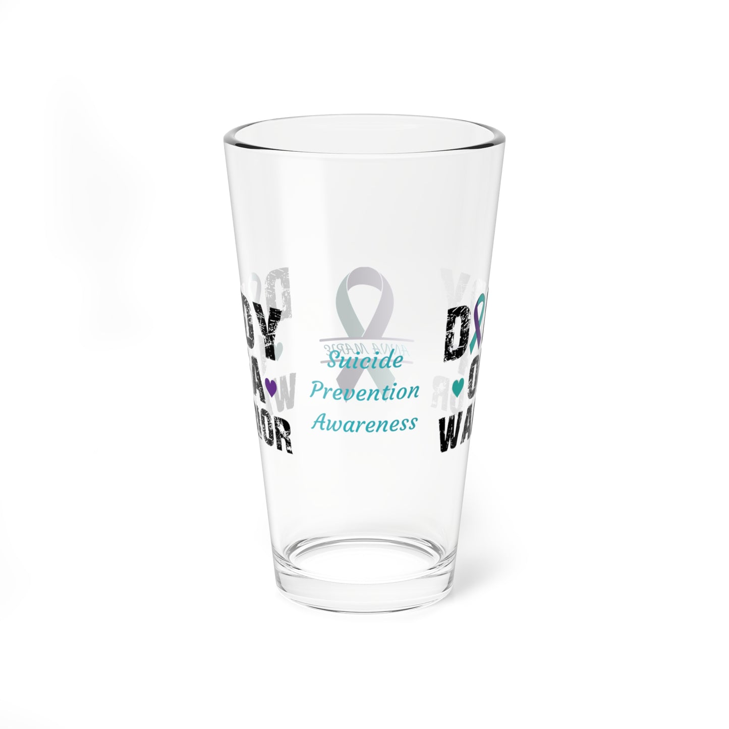 Daddy of a Warrior: Personalized Suicide Prevention Awareness Warrior Pint Glass - Proud Family Member