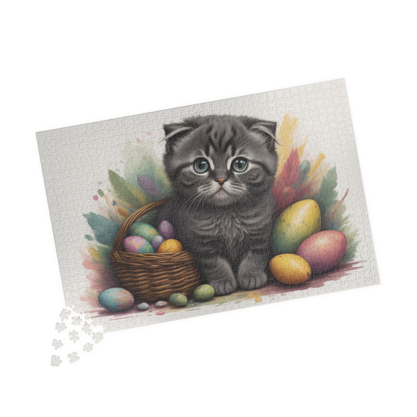 Scottish Fold Easter Kitten Puzzle - Cat Lovers, Mental Health Benefits, Holiday Fun, Mindfulness, Stress Relief, Festive Gift