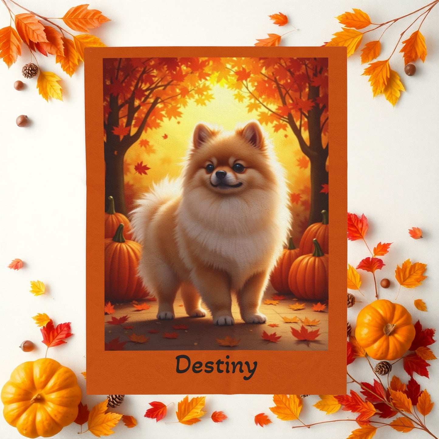 Cream Sable Pomeranian velveteen plush blanket, cozy dog lover throw for home decor and perfect pet parent gift