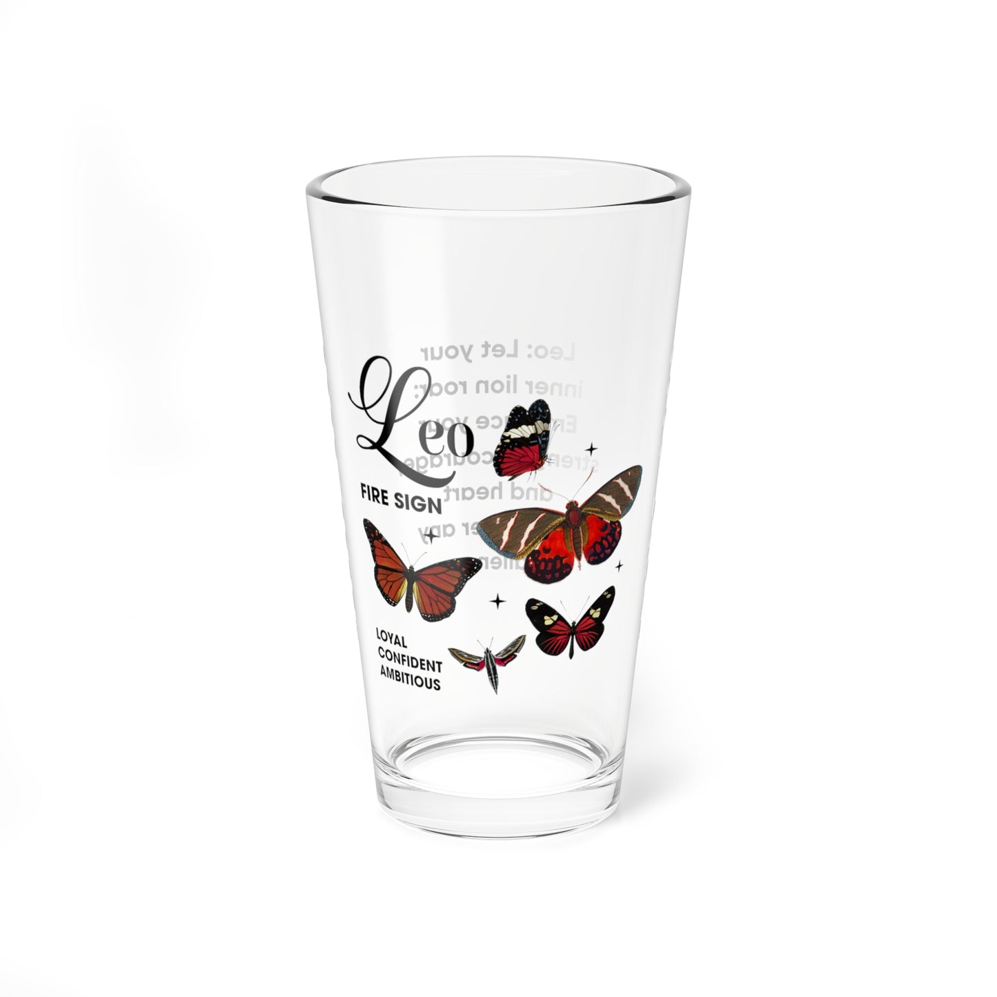 Leo personalized astrology pint glass, 16oz zodiac horoscope birthday drinkware gift for star sign fans