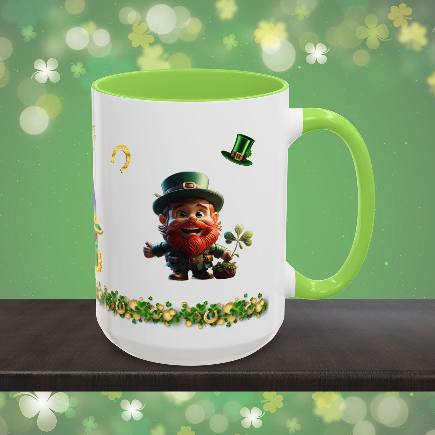 Leprechaun Glee: St. Patrick's Day Two-Tone Coffee Mug - Festive Ceramic Mug for Positivity & Mindfulness