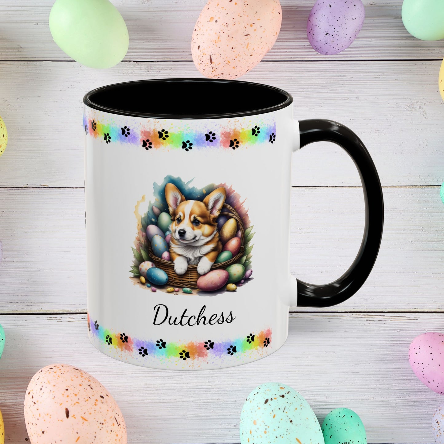 Corgi Easter puppy coffee mug, personalized cute dog gift for mental health support and cozy sipping