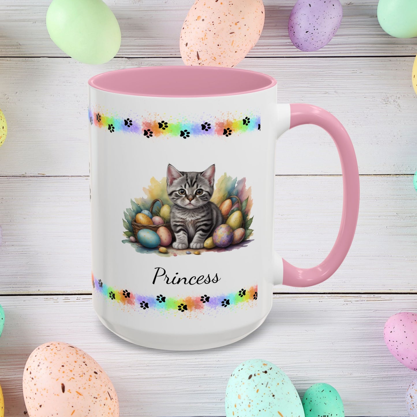 American Shorthair Easter kitten coffee mug, personalized cute cat gift for mental health support, cozy drinkware