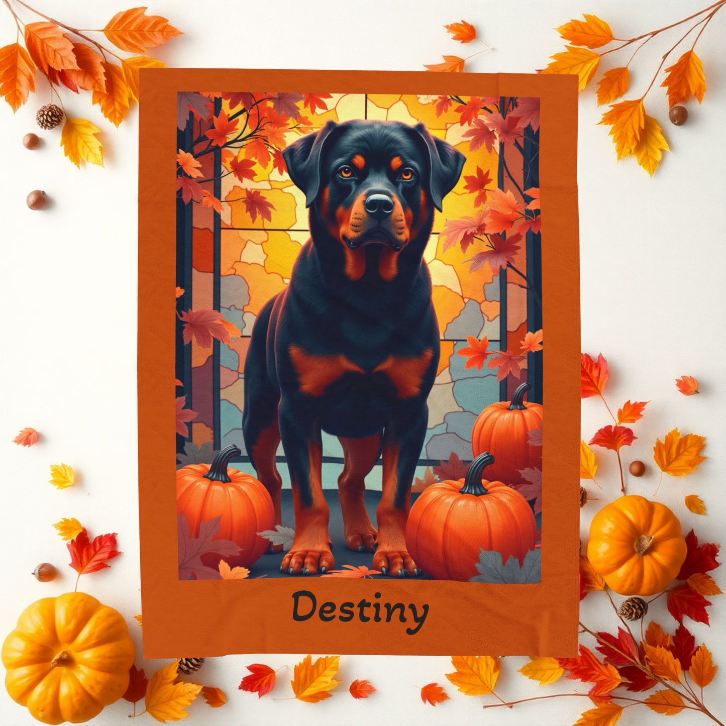 Rottweiler (Black & Rust) plush velveteen blanket, cozy dog throw for Rottweiler pet owners, personalized gift