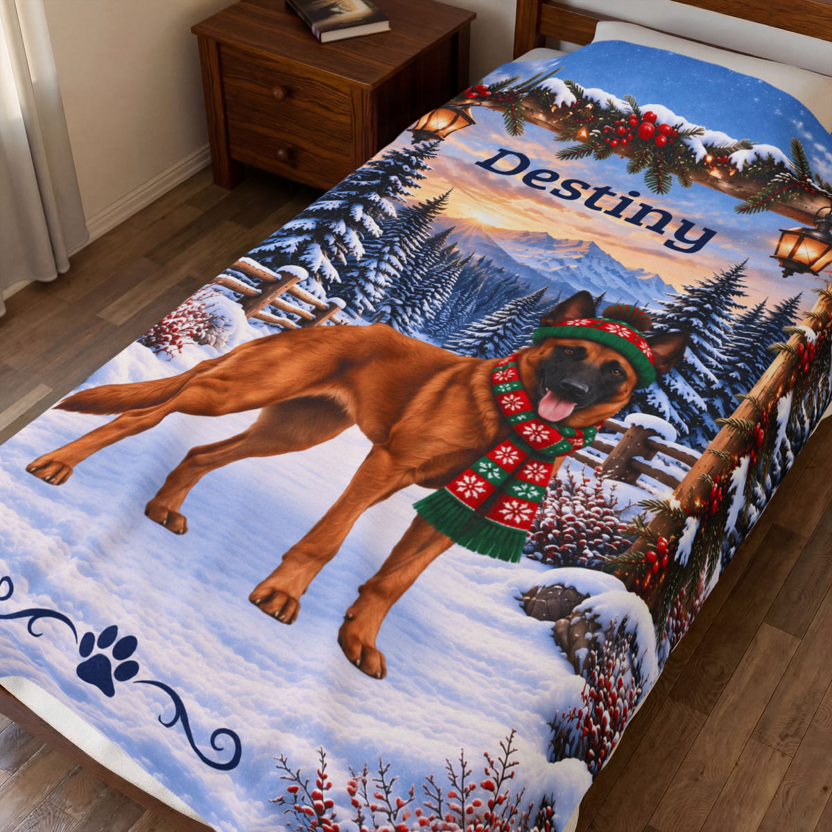 Belgian Malinois (Red Coat) - Personalized Dog Lover Blanket, Custom Name Plush Winter Sofa Throw