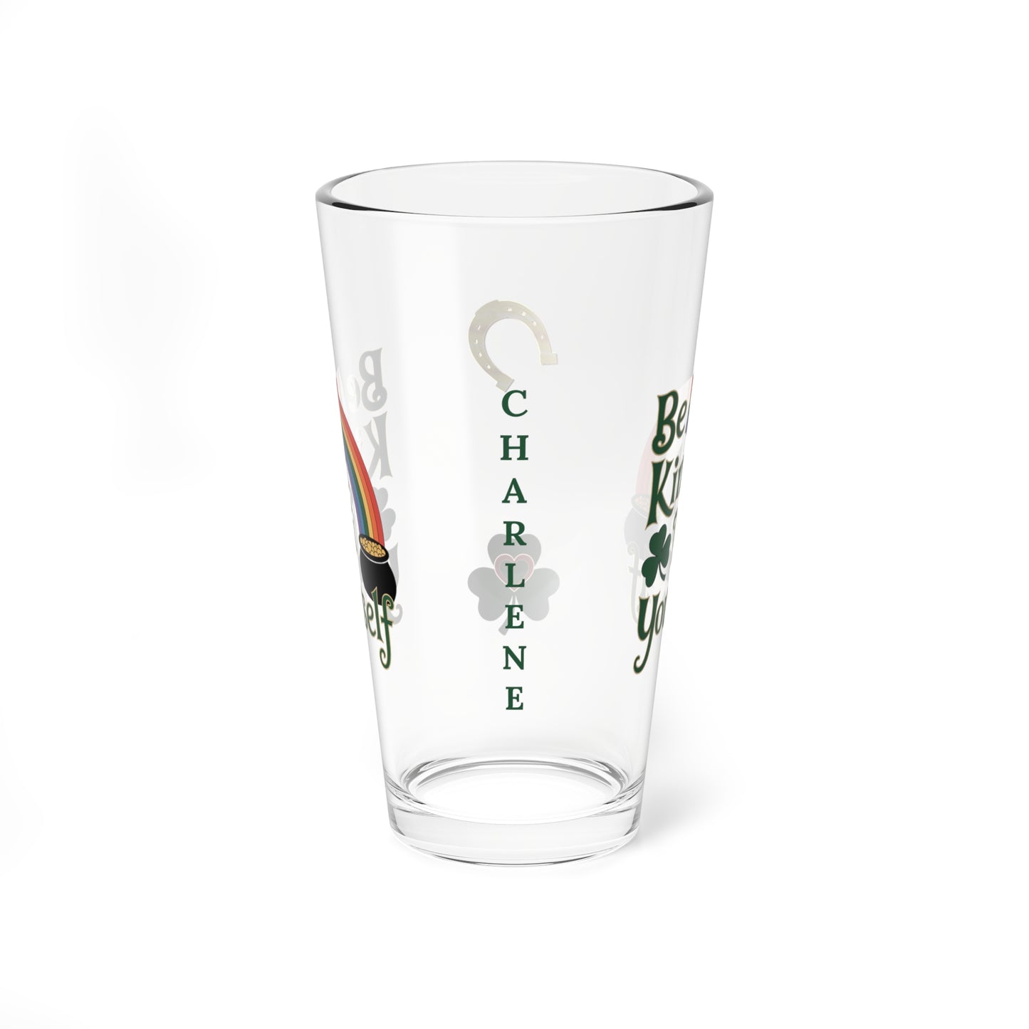 Be Kind To Yourself: Personalized St. Patrick's Day Pint Glass - Customizable Name for Happiness and Positivity