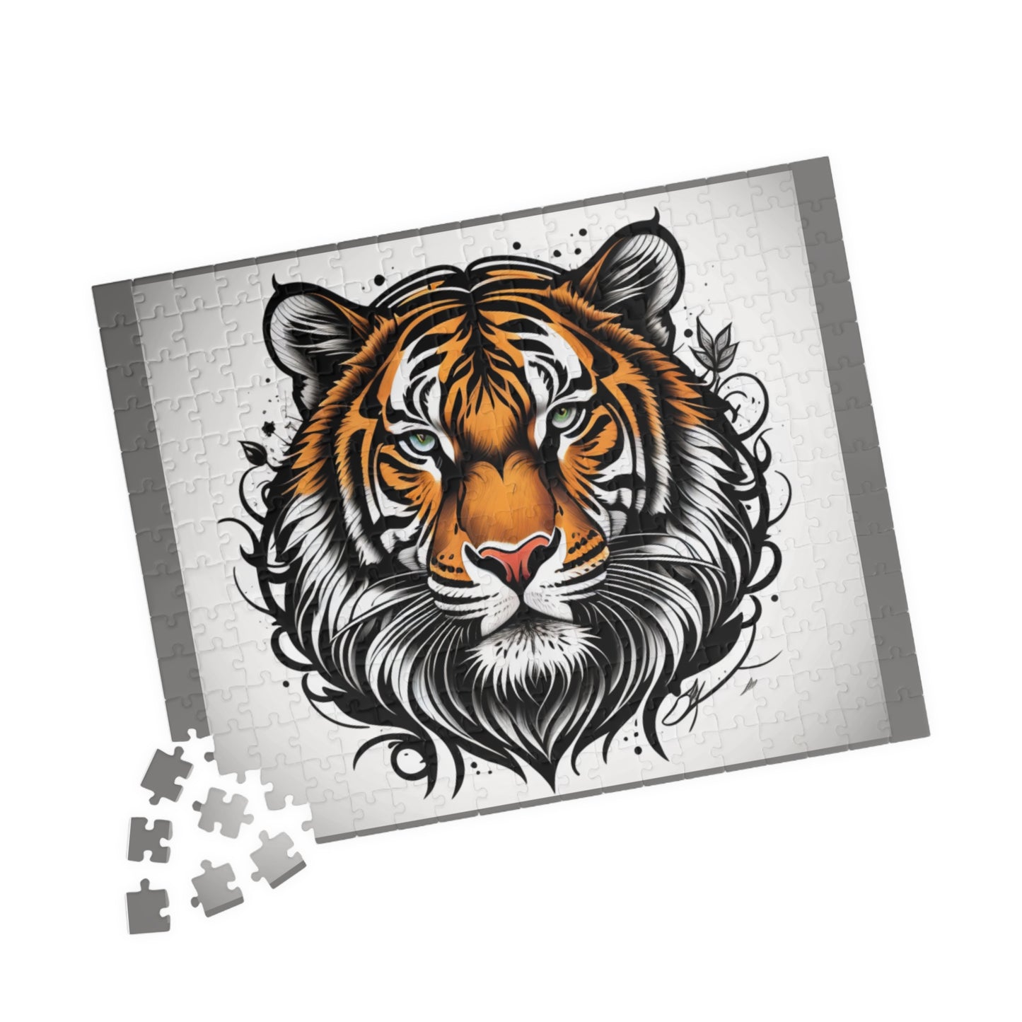 Lively tiger illustration full of wild energy, featured in a bold and inspiring puzzle design