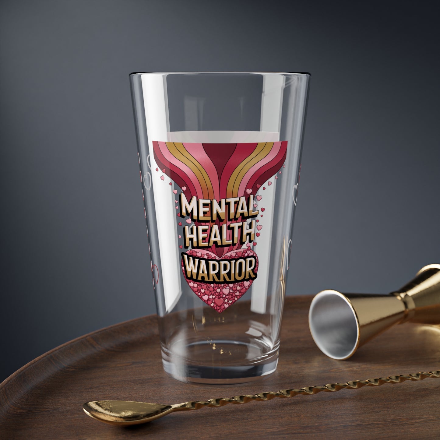 Mental Health Warrior: Personalized Valentine's Day Affirmation Pint Glass – Valentine's Day Self-Care Gift, Mindful Positivity Drinkware