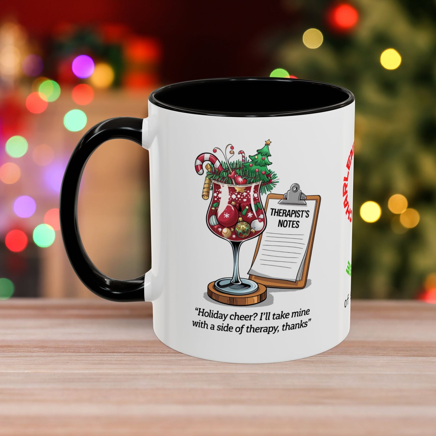 Holiday Cheer? I'll Take Mine With A Side Of Therapy, Thanks – Colorful Christmas Mug with Accent Color