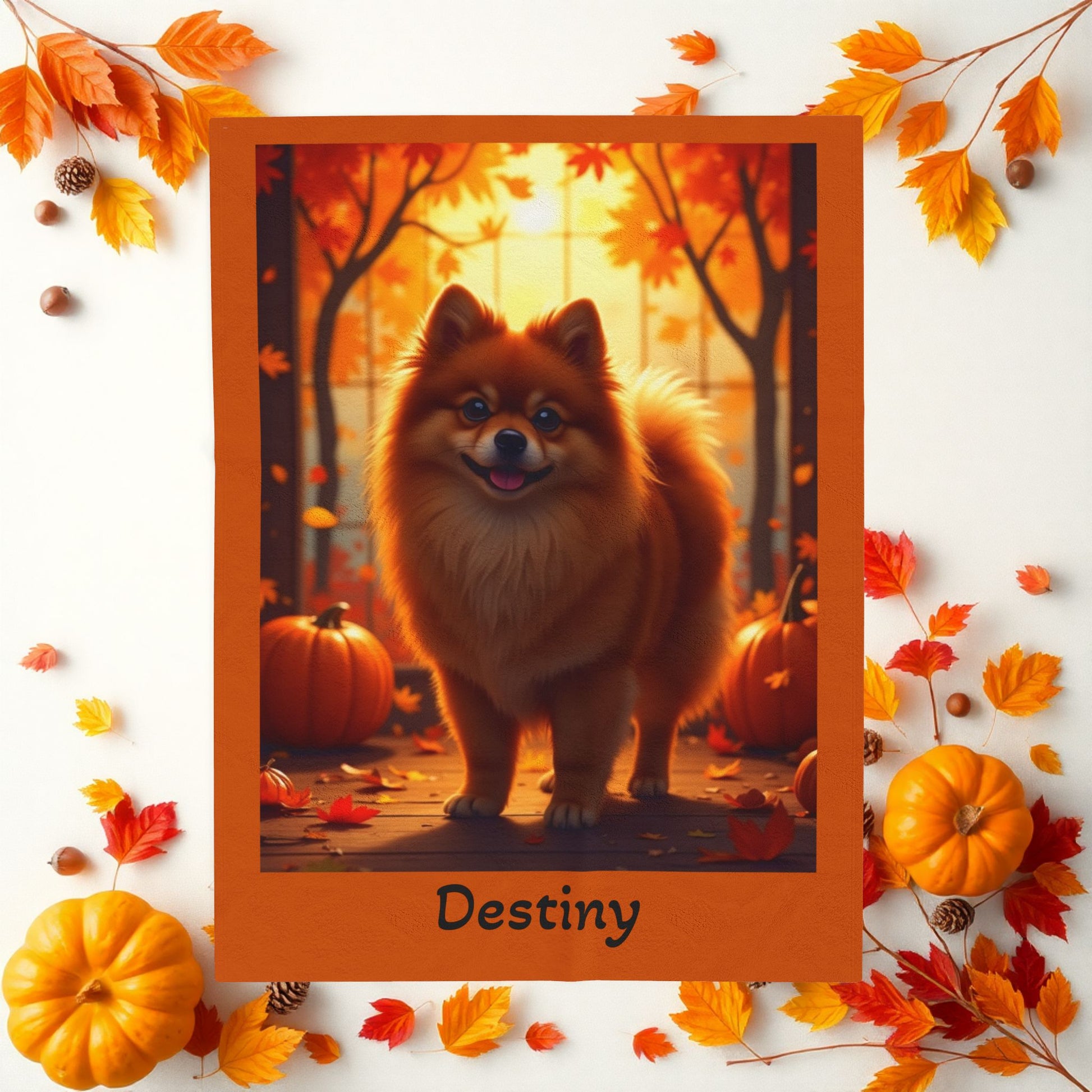 Pomeranian Red Coat Velveteen Plush Blanket, Cozy Dog Breed Plush Throw, Pet Gift