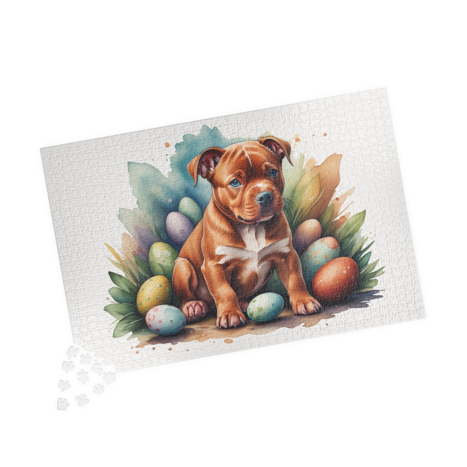 Pitbull (Red) Easter Puppy Puzzle - Dog Lovers, Mental Health Benefits, Holiday Fun, Mindfulness, Stress Relief, Festive Gift