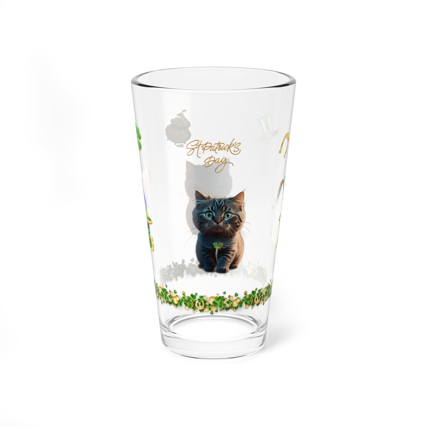 Lucky Labyrinth of Little Paws: Mindful St. Patrick's Day 16oz Pint Glasses - Festive Design for Positivity & Wellness