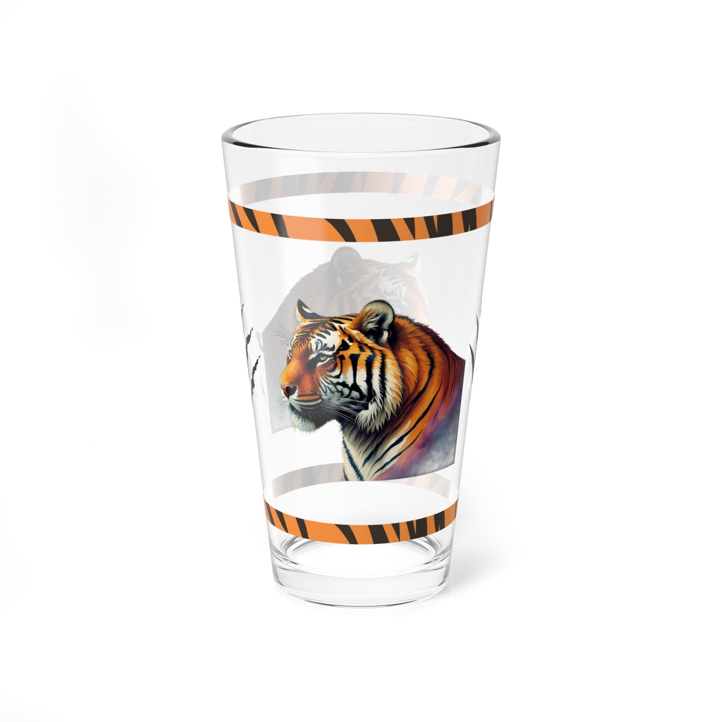 Striped Serenity 16oz Tiger Pint Glass - Inspiring Strength, Courage, and Empowerment