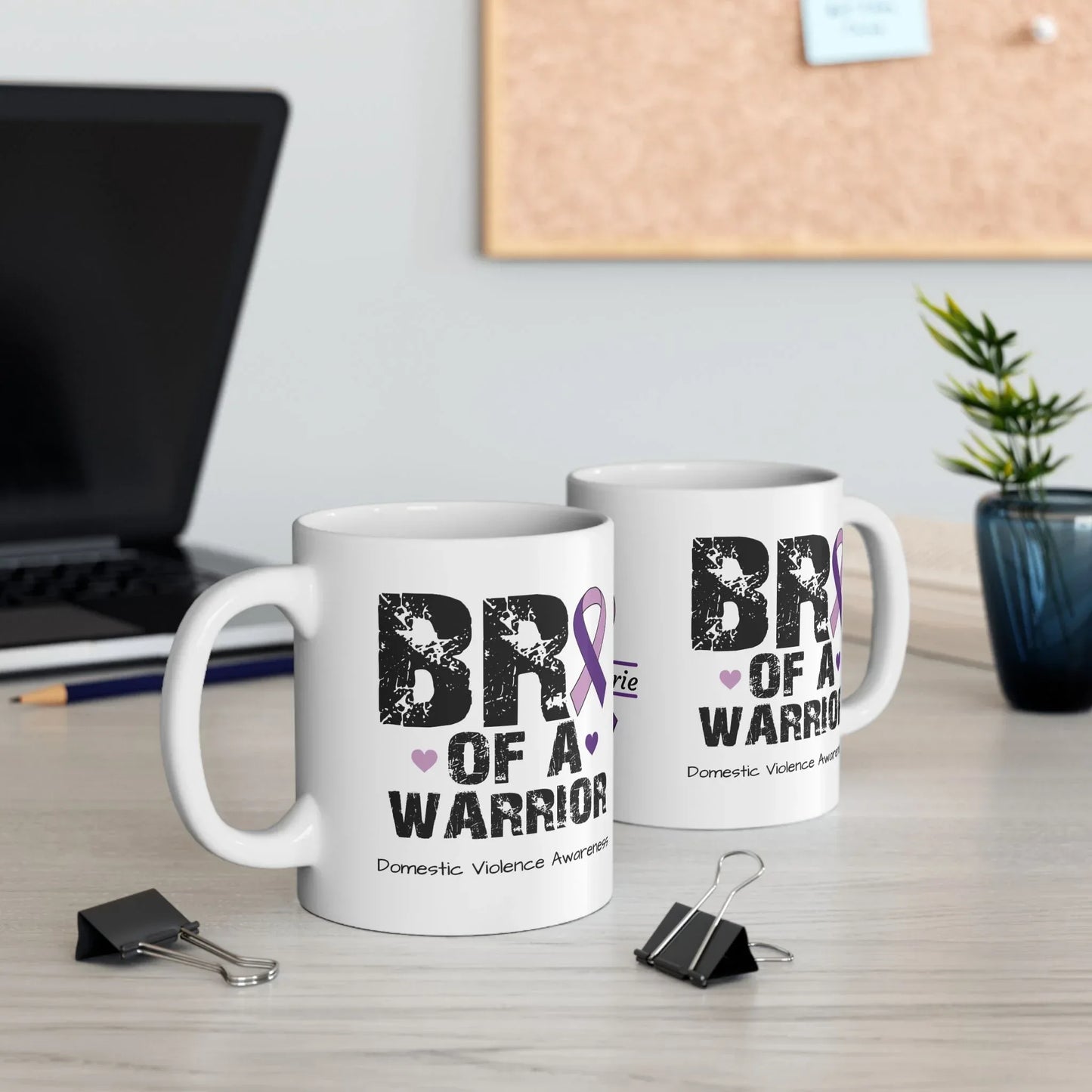 Shop our premium bro of a warrior domestic violence awareness ceramic mug 11oz 15oz from MySisterIsASurvivor.