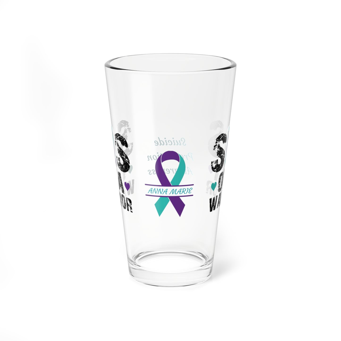 Sis of a Warrior: Personalized Suicide Prevention Awareness Warrior Pint Glass - Proud Family Member