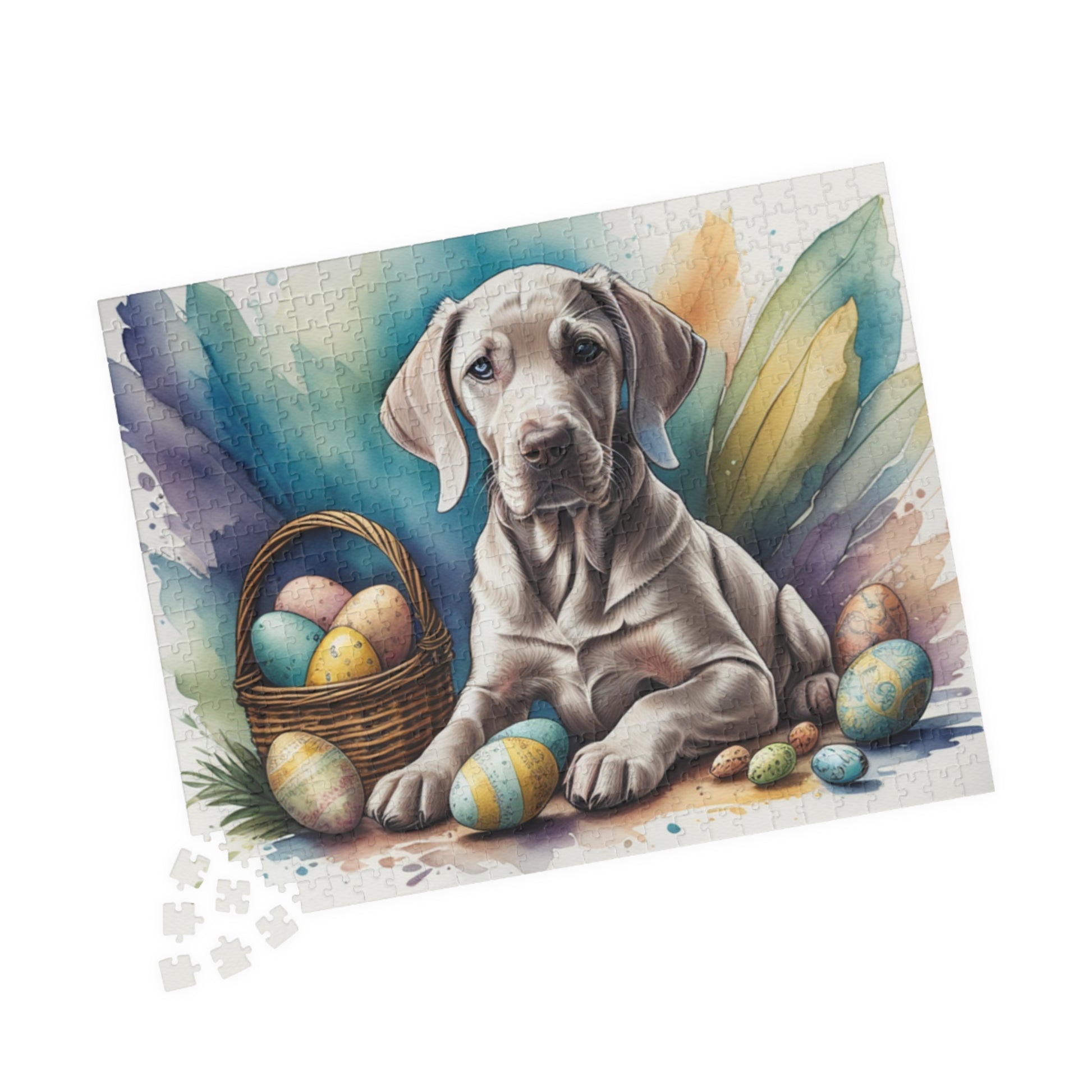 Weimaraner (Taupe) Easter Puppy Puzzle - Dog Lovers, Mental Health Benefits, Holiday Fun, Mindfulness, Stress Relief, Festive Gift