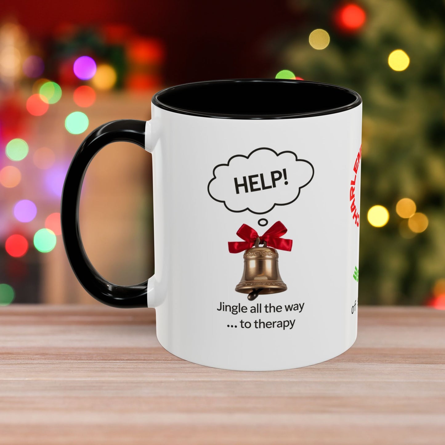 Jingle All The Way... To Therapy – Funny Christmas Mug with Colorful Design and Accent Color