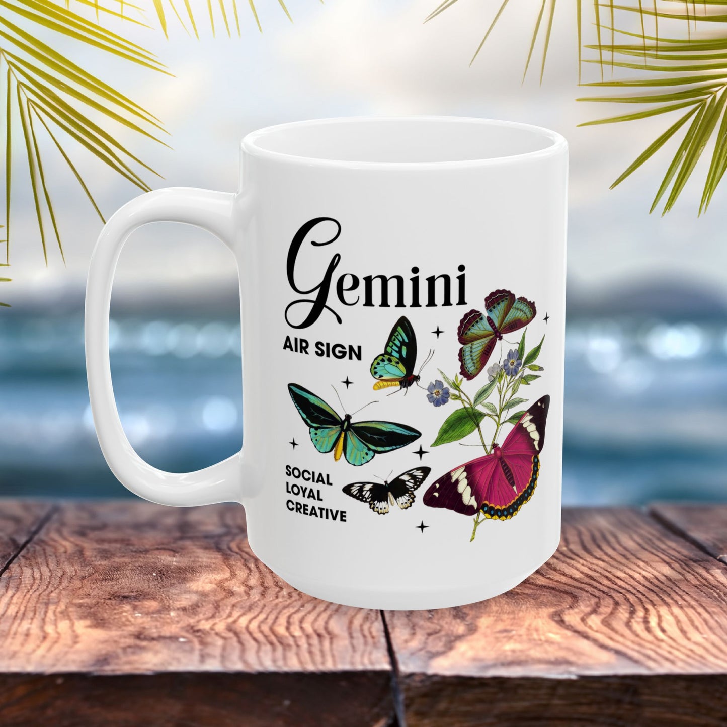 Gemini zodiac mug, personalized horoscope coffee mug, astrology birthday gift for star sign fans