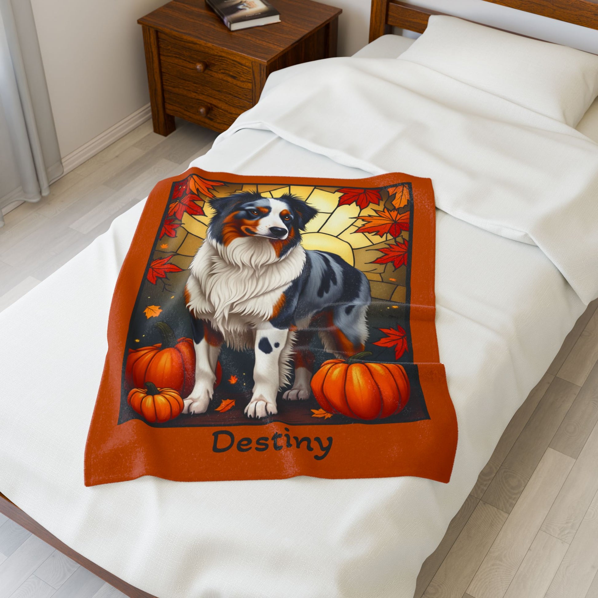 Australian Shepherd Blue Merle Coat Velveteen Blanket, Personalized Dog Throw, Custom Herding Companion Gift