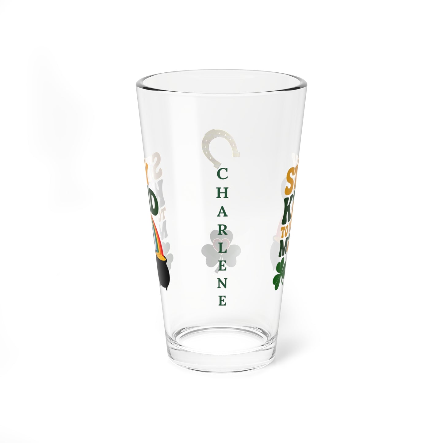 Stay Kind To Your Mind: Personalized St. Patrick's Day Pint Glass - Customizable Name for Happiness and Positivity