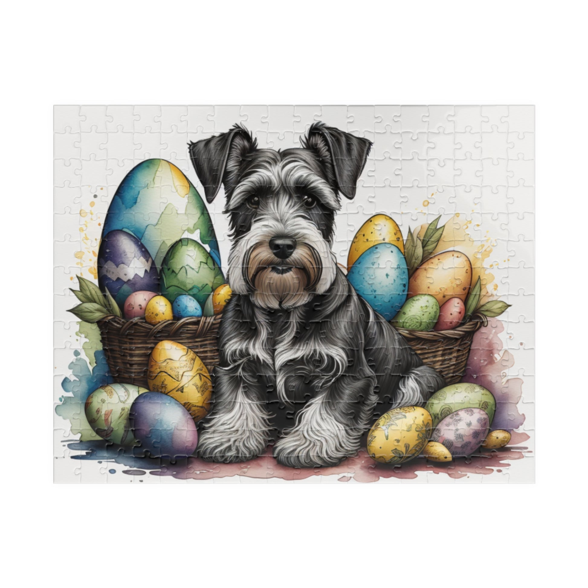 Schnauzer (Gray) Easter Puppy Puzzle - Dog Lovers, Mental Health Benefits, Holiday Fun, Mindfulness, Stress Relief, Festive Gift