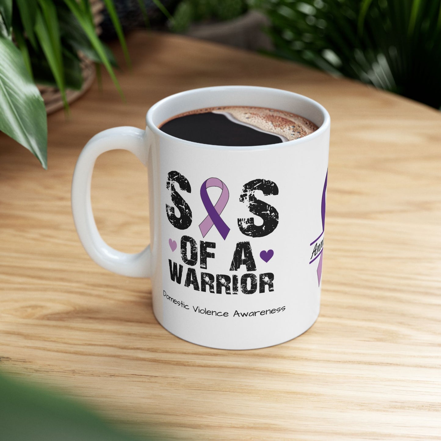 Sis of a Warrior mug - DV support mug with empowering message and custom personalization