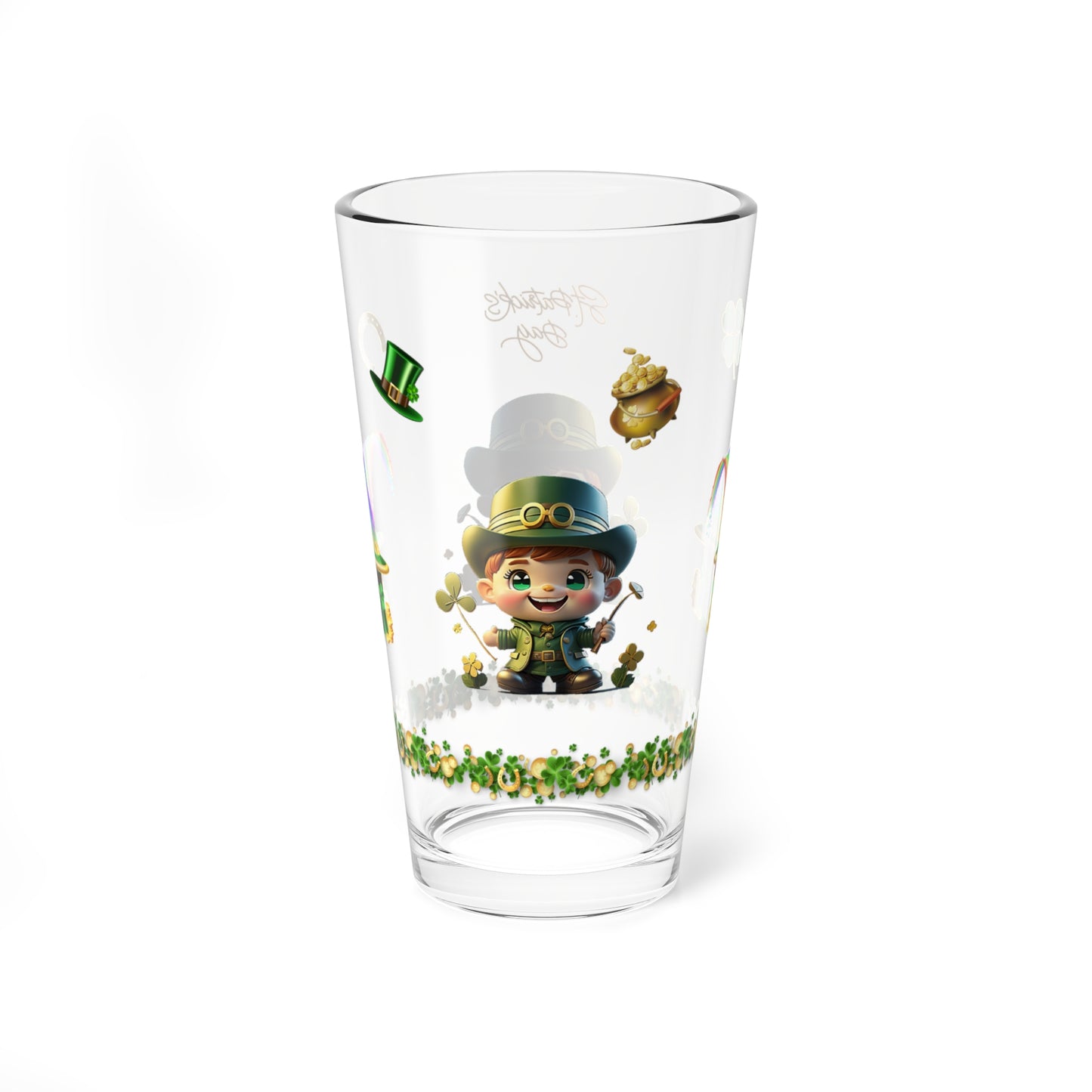Leprechaun Laughter Logic: Mindful St. Patrick's Day 16oz Pint Glasses - Festive Design for Positivity & Wellness