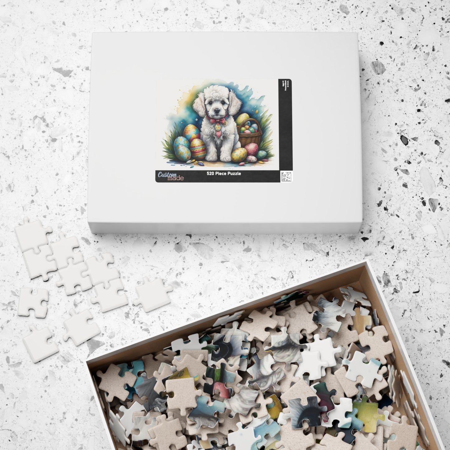 Poodle (White) Easter Puppy Puzzle - Dog Lovers, Mental Health Benefits, Holiday Fun, Mindfulness, Stress Relief, Festive Gift