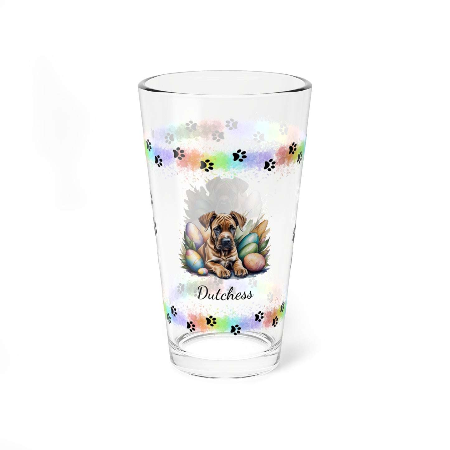 Great Dane (Fawn) Personalized Easter Puppy 16oz Pint Glass - Custom Dog Design, Mental Health Gift, Easter Décor, and Festive Celebrations