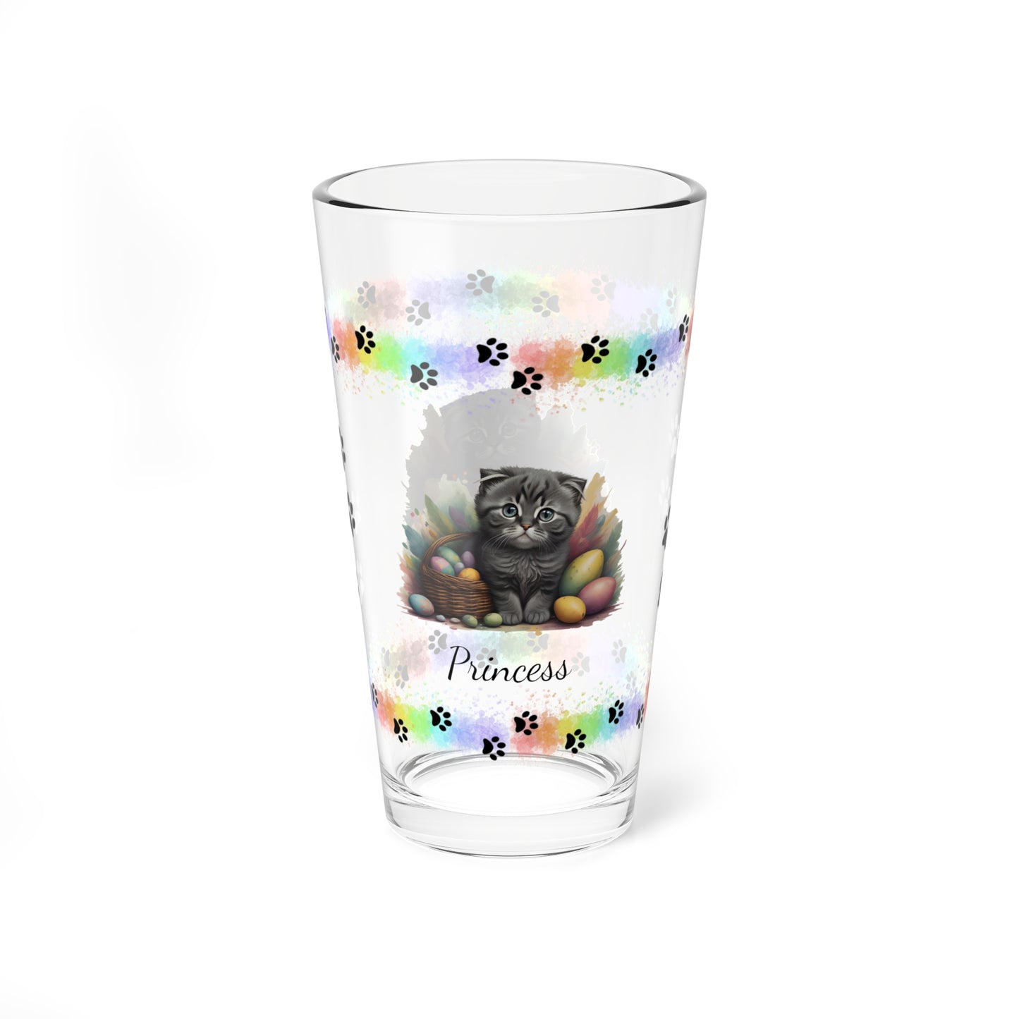 Scottish Fold Easter Kitten 16oz Pint Glass - Personalized Cat-Themed Gift, Mental Health Drinkware, Holiday Décor & Easter Celebration