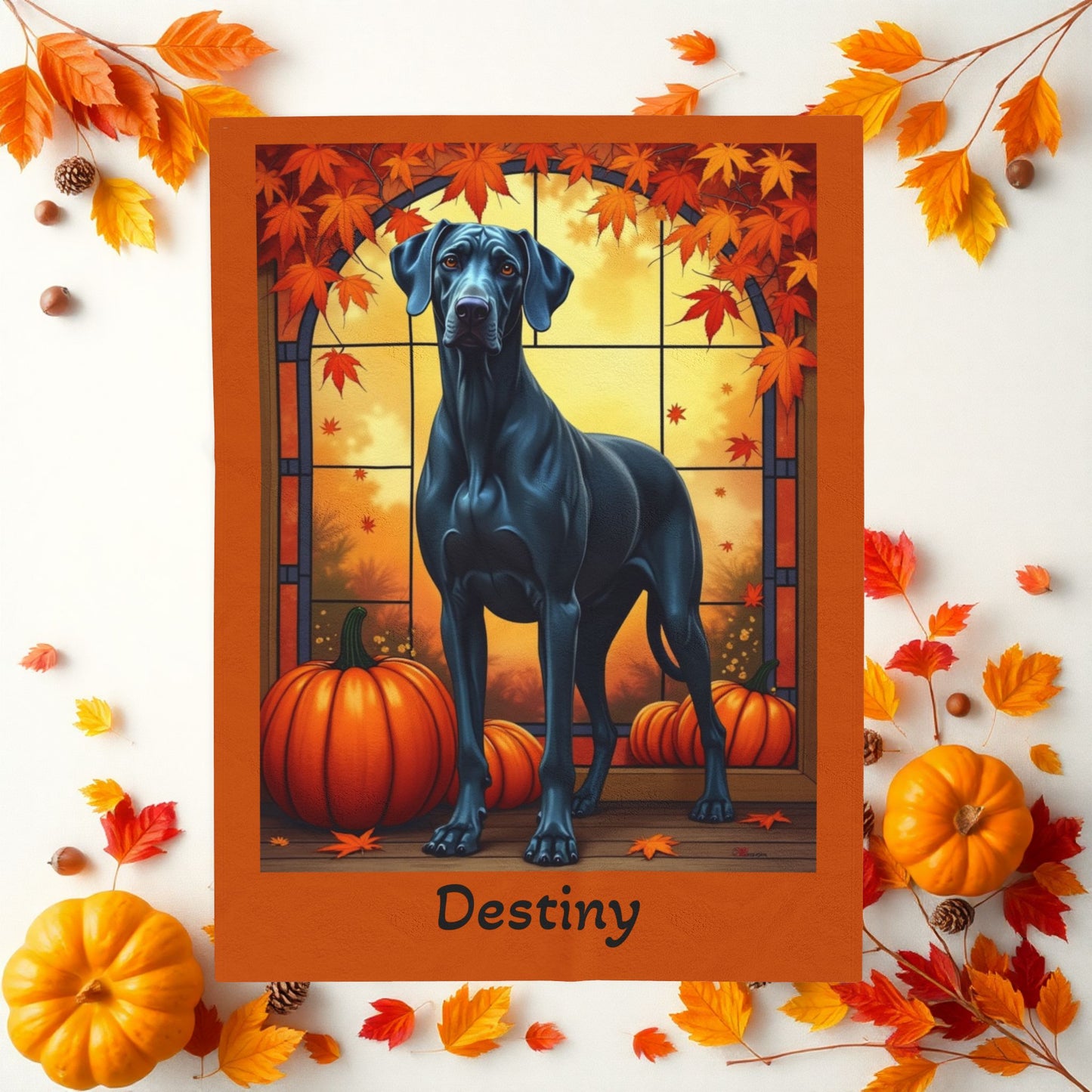 Blue Great Dane velveteen plush blanket, warm soft dog throw, custom gift for Great Dane parents