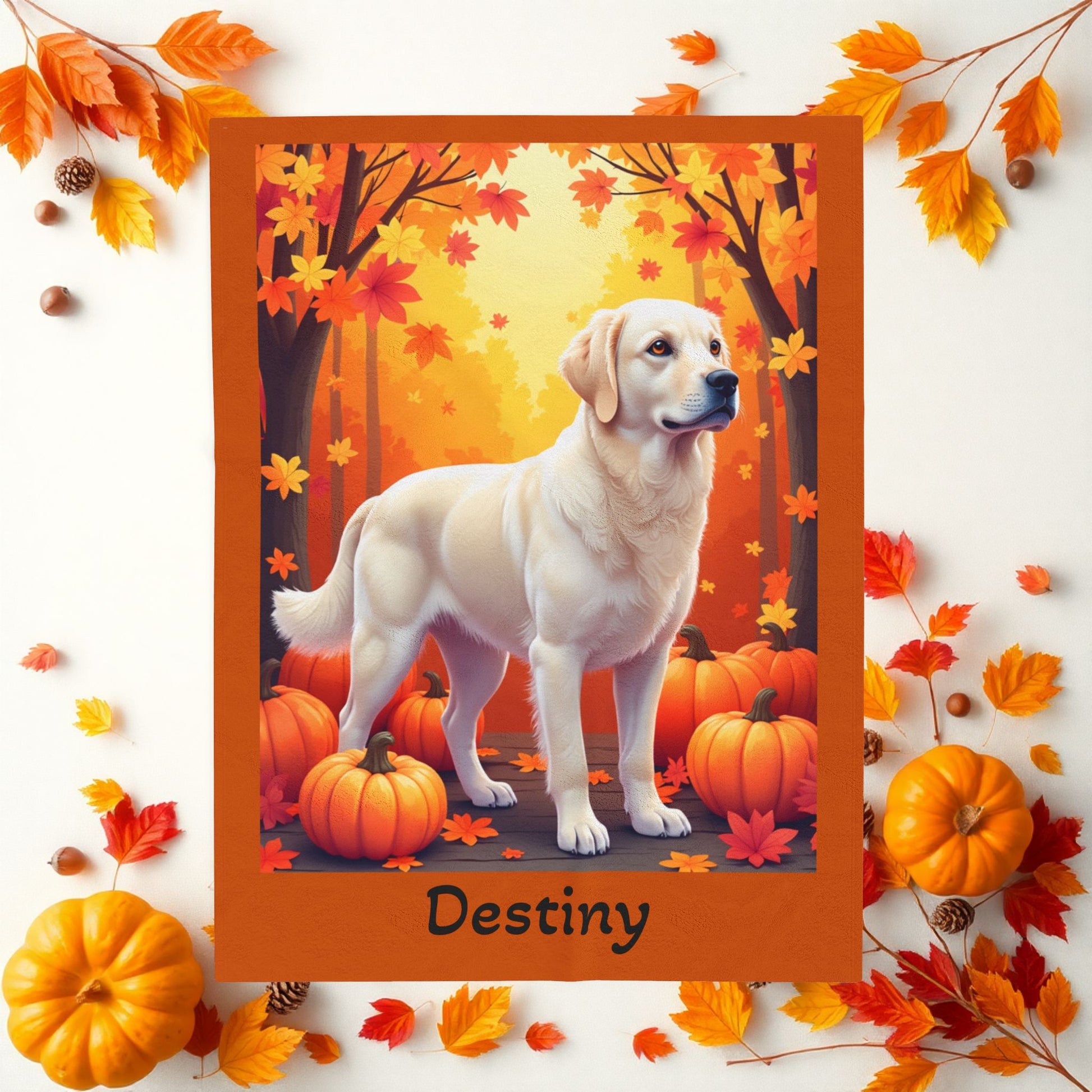 Golden Retriever Cream Coat Velveteen Plush Blanket, Personalized Plush Dog Throw Gift